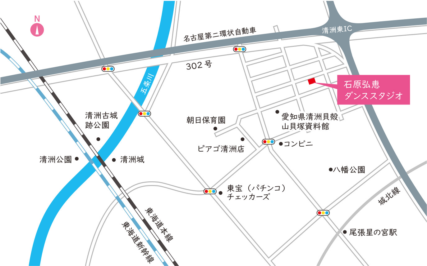 石原弘恵　ダンススタジオ周辺地図